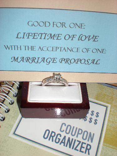 The way my fiancee proposed to me! - Proposal, Ring, Coupon Organizer! :-)