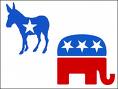 Democrat and Republican Mascots - Picture of the political party Mascots. The donkey is for the democrats, while the elephant is for the Republicans.