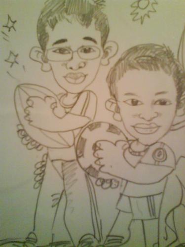 Caricatures - A caricature of me and my little brother.