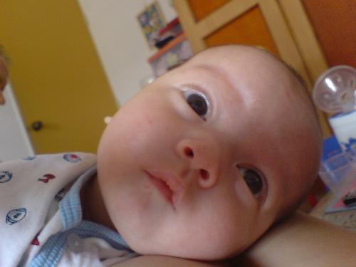 Eye contact with Timmy after breastfeeding :-) - Timmy, are you looking into mommy's eyes? Mommy loves you, muacksss....