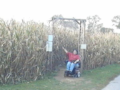 Entering the corn maze - This is a corn maze at one of the Amish tourist traps we went to in Pennsylvania. We went to Gettysburg on that trip too.