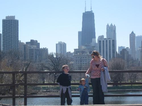Family in Front Of Chicago Skyscrapers - We went to Chicago. This was taken at the Lincoln Park Zoo.
