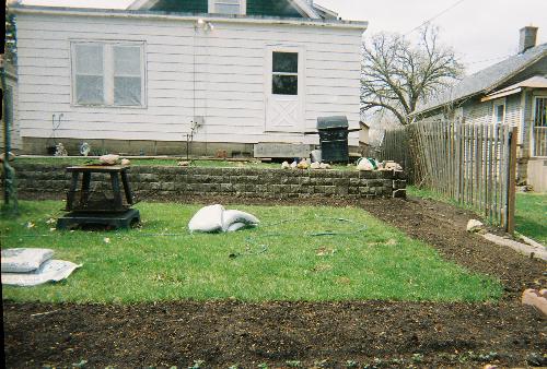 garden in back yard  - it is a big U shape as I won&#039;t let my roommate tear up all the yard until he is better at gardening. I like my lawn. But I like veg. as well.