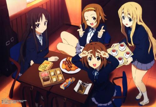 k-on!  - The story revolves around four high school girls who joined their school's Light Music Club in order for it not to be disbanded. Namely, Akiyama Mio, Tainaka Ritsu, Kotobuki Tsumugi, and, their last member, Hirasawa Yui, who has no experience in playing instruments nor simply reading a music sheet. Well, the series is still airing but is confirmed to have a total of 13 episodes.