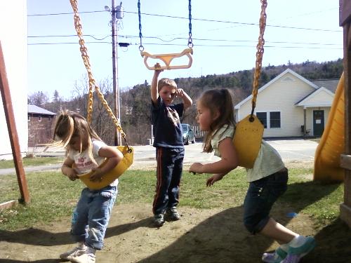 My children - The 3 of them outside on April 22nd. Loving the warm weather