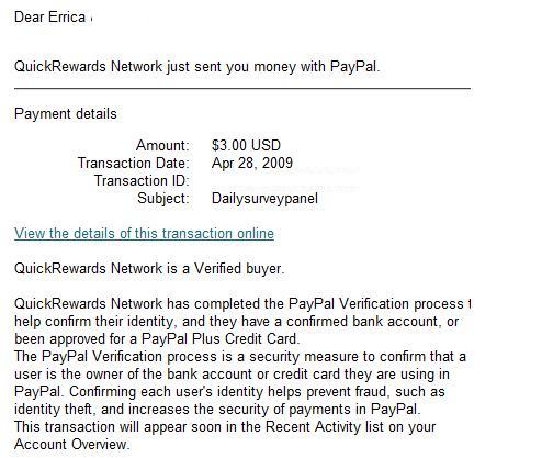 daily survey panel payment - i just got paid
