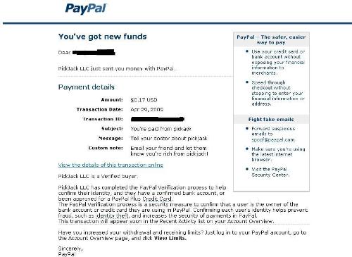 Proof of Payment - This payment came fron pickjack!! I just received my 2nd payment. :D CHEERS!!
