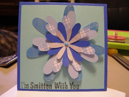 Just finished this card - it says i'm smitten with you. Just finished this card - it says i'm smitten with you.