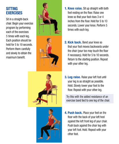 Sitting exercises - USeful sitting exercises for legs, no stress, very safe.