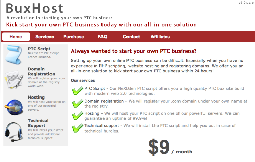 buxhost - buxhost, PTC site for $9 a month