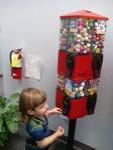My son, Zane on his trip to the dentist. - After seeing the dentist, and getting a good report, Zane goes to the toy machine for his prize.