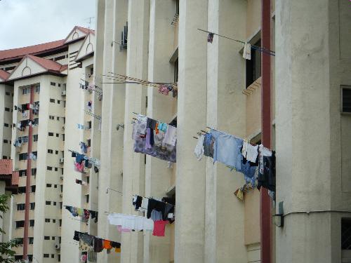 Apartment block - The way we dry the wet clothes in Singapore