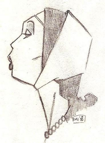 Sketch - I was drawing a little, a woman of middle age. I drew it with pencil