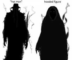 Shadow people - hooded figure and hat man