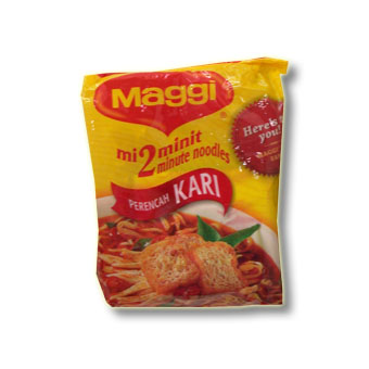 Maggi Curry - I'm not sure if it's available in your place but it's readily available here in Barter trade. It's from Malaysia. You should try it.