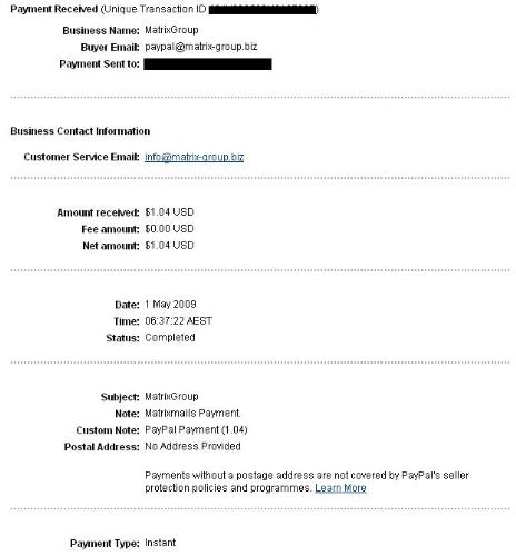 My proof of Payment - Here is my example of proof of payment