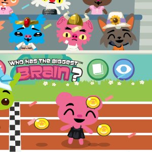 pet society - this is my pet chelse who just won in the a race in the stadium... 30 coins earned and 20 pet points