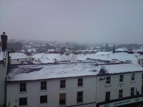 Maidstone in snow 2009 - Maidstone roof tops in snow 2009