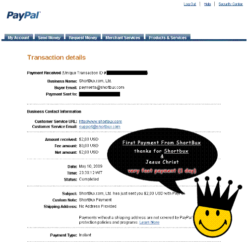 Shortbux Payment Proof  - This is my first payment from shortbux. ShortBux is a PTC site. We can earn money from this site by clicking their ads. I received my payment was very fast, just need 1 day for waited since i request pay out to their admin. Thanks ShortBux