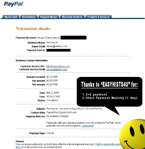 3rd Payment From EasyHits4u - This is my 3rd payment from EasyHits4u. Very instant payment, just waited for 1 day to received since my request. Easyhits4u is traffic exchange web, members can receive unique traffic and money. Please check my blog for further information.