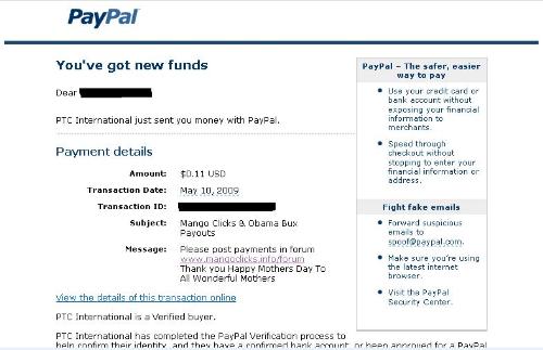 My 1st payment from Mangoclicks!!! - Proof of Payment