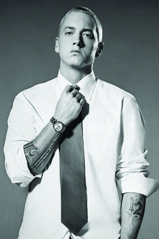 eminem - eminem wearing white shirt and tie