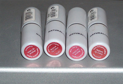 Line of Lipsticks - A line of 4 different shades of Boots Natural Collection Lipsticks