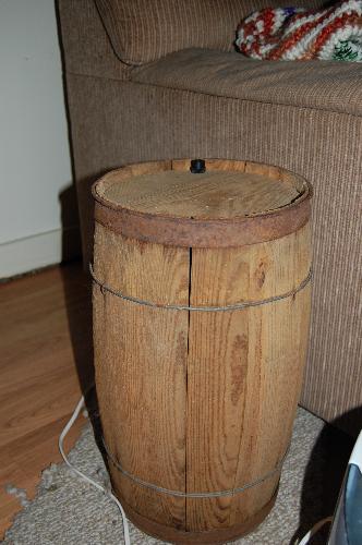 Barrel Table - An old wooden barrel made into an end table!