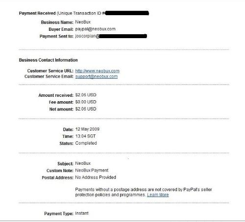 Payment Proof - Payment proof of Neobux