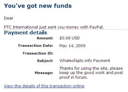 Whaleofaptc 2nd payment! - 2nd payment for Whaleofaptc.info. Got paid with 24 hours. :)