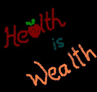 Health is Wealth - This is a Painting i made with the slogan HEALTH IS WEALTH. It has an apple instead of an 'A'. It denotes the famous saying'An apple a day,keeps the doctor away!'  Health indeed is wealth as we can earn our living only if we are healthy. To be happy,its essential we take care of our mental as well as physical health.