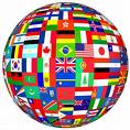 simplified economics - globe with different flags of different countries