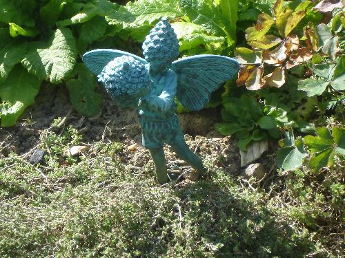Green Faerie With Cone - This is perhaps my favourite garden ornament... a green faerie holding a cone.