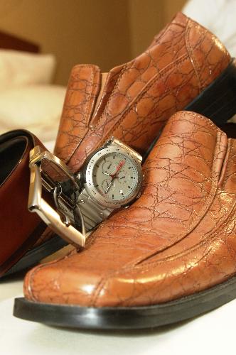 Groom's Pharaphernalia - Groom's accessories - watch, shoes,socks
