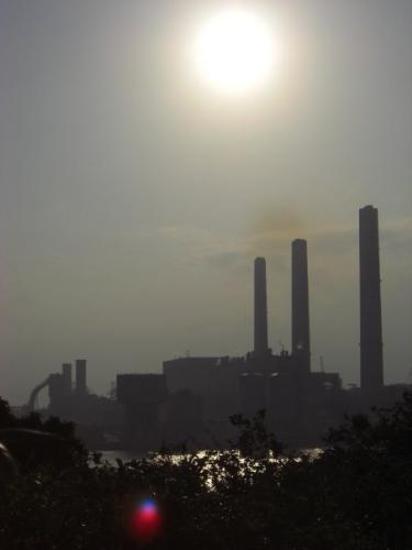 3 long chimney with the sun - The famous 3 long chimney with the sun in Lamma Island