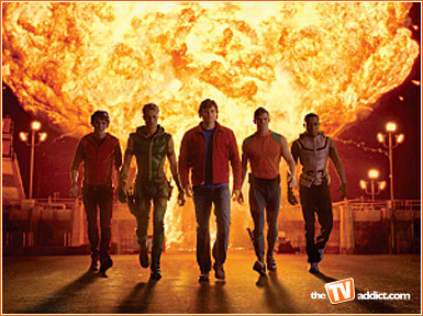 smallville league - this is the justice league that has formed so far in smallville, but it also has dyna, which is black canary, in it. black canary is missing from this photo because she wasnt introduced into the series yet. aquaman, cyborg, green arrow, the flash, and superman are in this photo.