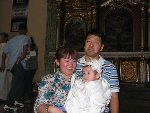 baptism of keiji  - with mom and dad