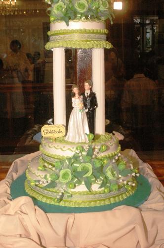 wedding cake - our wedding cake with color green motif.