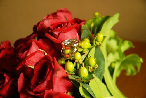 Bride's bonquet - Red Flowers for the Bride. Red is a syymbol of love.