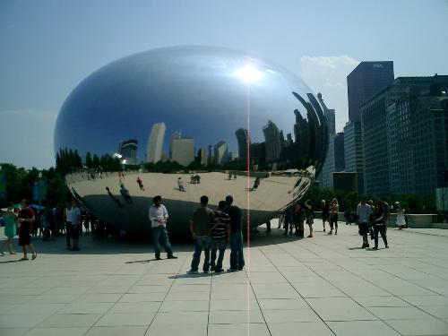 the bean - This is 'the bean' in downtown Chicago. It was an artistic gift from another country years ago! It's great to look at the reflection of the skyline!