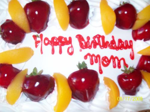 fruty birthday cake - It was the best straberry and peache birthday cake.