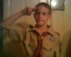 My Son in his Boy Scout uniform. - This is his first year in Boy Scouts. He is so happy about it.