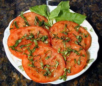 tomatoes and basil - a delicious appetizer!!