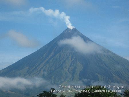 Mount Mayon Volcanoe @ Albay, Legazpi City - This is one of the beautiful angles you can see at Mt. Mayon Volcanoe during sunny unclouded skies...this angle was my reward of watching and waiting until it appeared on a sunny clear day... 