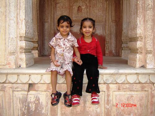 daughter - this is the photograph of my daughter with her friend, when we were out for a joy trip to one of the oldest fort...