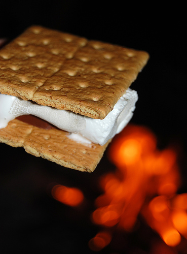 smores - Marshmellows, Crackers and choclate.