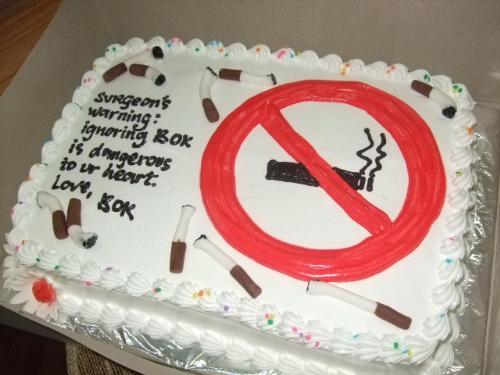 Smoking Cake - Surgeon's Warning: Ignoring box is dangerous to one's heart.