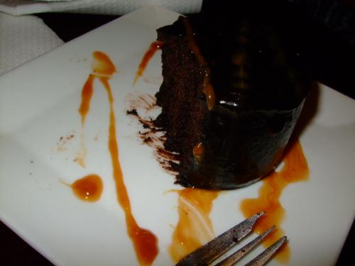 Half eaten cake - My half eaten chocolate cake dessert. Not to worry I finished every bit of it, even the caramel decoration.LOL
