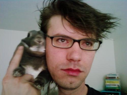 me with glasses, and Tosoon - This is me with some wild hair and my favorite bunny Tosoon