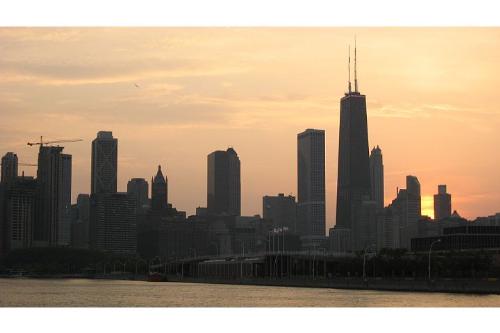 Chicago, Skyline - Chicago Illinois Skyline, a view at sunset from my hotel of the famous Chicago Skyline at Sunset
